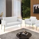 Ver imagem 7 de Sofá Namoradeira e Poltrona Pé de Ferro Dourado Marisa Corino D03 Branco