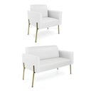 Ver imagem 1 de Sofá Namoradeira e Poltrona Pé de Ferro Dourado Marisa Corino D03 Branco