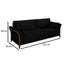 Ver imagem 2 de Sofá Living 3 Lugares 222cm Pés Madeira Roya M22 Veludo Preto - Mpozenato