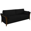 Ver imagem 1 de Sofá Living 3 Lugares 222cm Pés Madeira Roya M22 Veludo Preto - Mpozenato