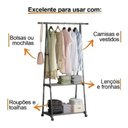 Ver imagem 6 de Sapateira Armario Portatil Arara Roupas 2 Prateleiras Carrinho Guarda Organizador Branco