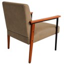 Ver imagem 6 de Kit 2 Poltronas Fontana Couro Bege Base em Madeira com Metal Preto