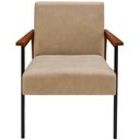 Ver imagem 4 de Kit 2 Poltronas Fontana Couro Bege Base em Madeira com Metal Preto