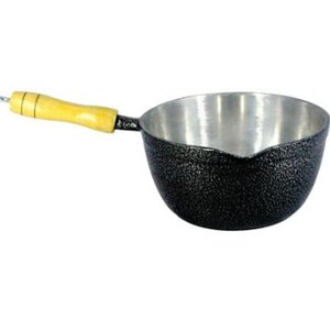 Caçarola Alumínio Craqueada Japi Cabo Madeira 16cm Preto