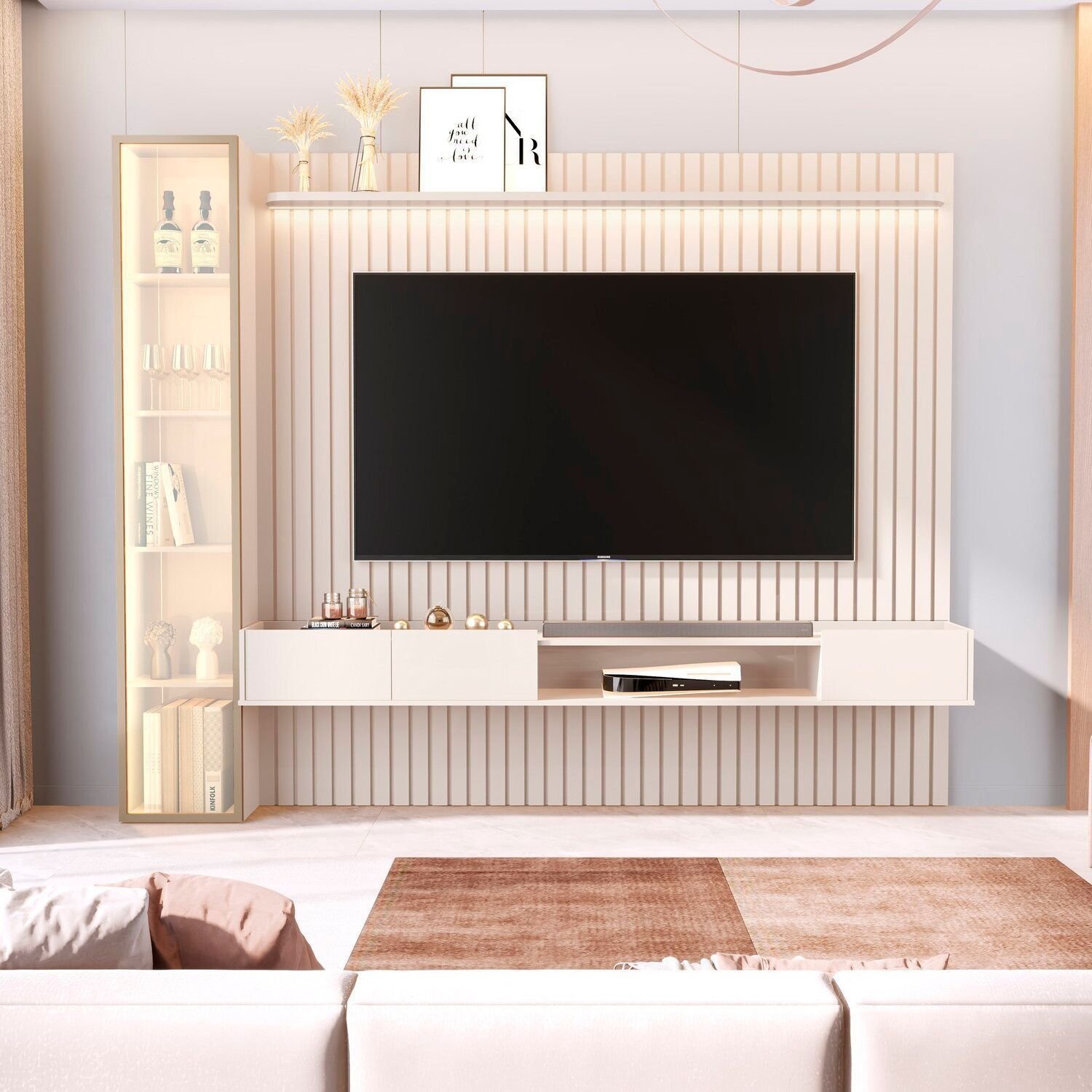 Conjunto Painel para TV até 75 Polegadas com LED e Vidro Reflecta