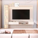 Ver imagem 1 de Painel para TV até 84 Polegadas Ripado com LED e Vidro Reflecta 100% 100% MDF 219CMX269CM Vitoria Regia Yescasa Off White