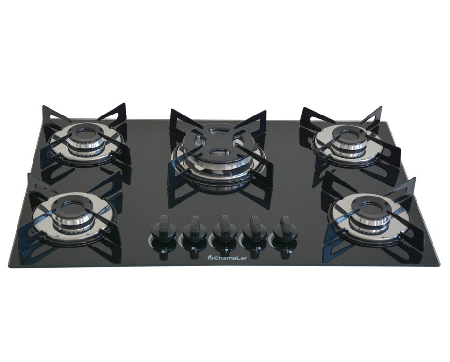 Fogão Cooktop 5 Bocas Tripla Chama Preto Chamalar - 2
