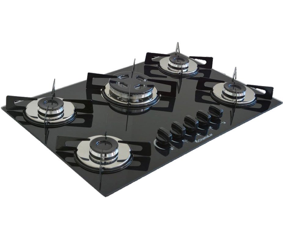 Fogão Cooktop 5 Bocas Tripla Chama Preto Chamalar - 1