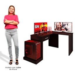 Mesa Gamer Para Computador de Canto DRX9000 Preto Black- Móveis Leão - 5