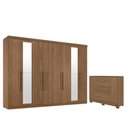 Ver imagem 1 de Guarda Roupa Casal Master New 8 Portas de Bater 4 Gavetas MDP com Espelho e Cômoda Jatobá