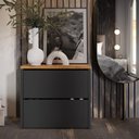 Ver imagem 3 de Sapateira Banco Organizadora 2 Portas Basculantes Hall de Entrada Closet Mel - Preto com Freijó