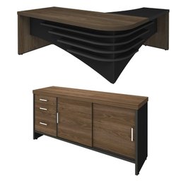 Conjunto Escritório: Mesa Diretor Le 6099 + Balcão 6114 - 2