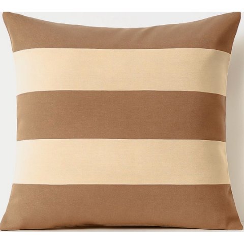 Capa Almofada Quadrada - Listrada Bege e Creme