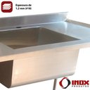 Ver imagem 4 de Pia Inox com Prateleira Gradeada e 01 Cuba - Modelo 02 - Inox 430 - 190x70x90 Cm - Cuba 60x50x30 Cm