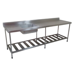 Pia Inox com Prateleira Gradeada e 01 Cuba - Modelo 02 - Inox 430 - 190x70x90 Cm - Cuba 60x50x30 Cm - 1