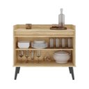 Ver imagem 4 de Buffet Aparador 2 Portas Retrô 88cm Marrom/Amendoa/Acqua