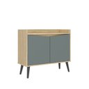 Ver imagem 2 de Buffet Aparador 2 Portas Retrô 88cm Marrom/Amendoa/Acqua