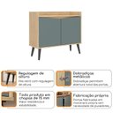 Ver imagem 5 de Buffet Aparador 2 Portas Retrô 88cm Marrom/Amendoa/Acqua