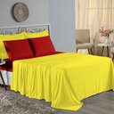 Ver imagem 1 de Jogo de Cama Casal Viúva Nobre 4 Peças Malha 100% Algodão - Amarelo / Vermelho