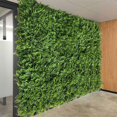 25 Quadros Verdes Artificiais Folhagem Mista Linha Premium Cobertura Completa para Parede Verde