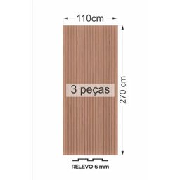 Painel Ripado Versátil: 03 unid. 270X110cm larg. Talatto Painéis Amêndoa - 8