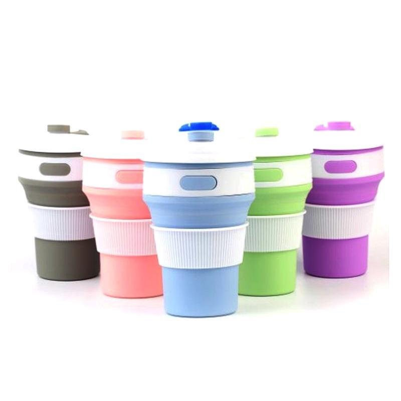 Copo Silicone Retrátil Dobrável com Tampa Reutilizável 350ml - 2