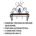 Ver imagem 4 de Cantinho do Café Prateleira Artesanal em Ferro e Madeira com 4 Ganchos 40x15:azul