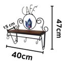 Ver imagem 2 de Cantinho do Café Prateleira Artesanal em Ferro e Madeira com 4 Ganchos 40x15:azul