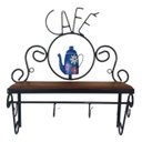 Ver imagem 1 de Cantinho do Café Prateleira Artesanal em Ferro e Madeira com 4 Ganchos 40x15:azul