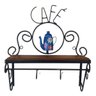 Cantinho do Café Prateleira Artesanal em Ferro e Madeira com 4 Ganchos 40x15:azul - 1