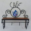 Ver imagem 5 de Cantinho do Café Prateleira Artesanal em Ferro e Madeira com 4 Ganchos 40x15:azul