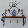 Cantinho do Café Prateleira Artesanal em Ferro e Madeira com 4 Ganchos 40x15:azul - 5
