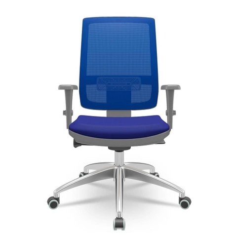 Cadeira Brizza Diretor Grafite Tela Azul com Assento Aero Azul Base Autocompensador Aluminio -