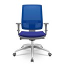 Ver imagem 1 de Cadeira Brizza Diretor Grafite Tela Azul com Assento Aero Azul Base Autocompensador Aluminio -