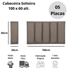 Cabeceira Solteiro Veludo Cinza Placa Modulada Estofada Ripada Adesiva - 5