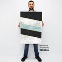 Ver imagem 2 de Quadro Decorativo em Canvas Geométrico Azul e Preto TaColado Moldura Flutuante 4,5cm Freijó 90 x 60c