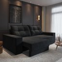 Ver imagem 1 de Sofá Luca 4 Lugares Retrátil 230cm Suede Preto Cialar Móveis