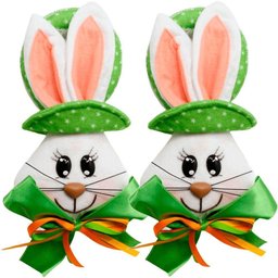 Kit 6 Pendente Páscoa Coelho para Porta Verde Enfeite 23cm - 1