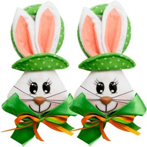 Kit 6 Pendente Páscoa Coelho para Porta Verde Enfeite 23cm
