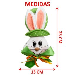 Kit 6 Pendente Páscoa Coelho para Porta Verde Enfeite 23cm - 5