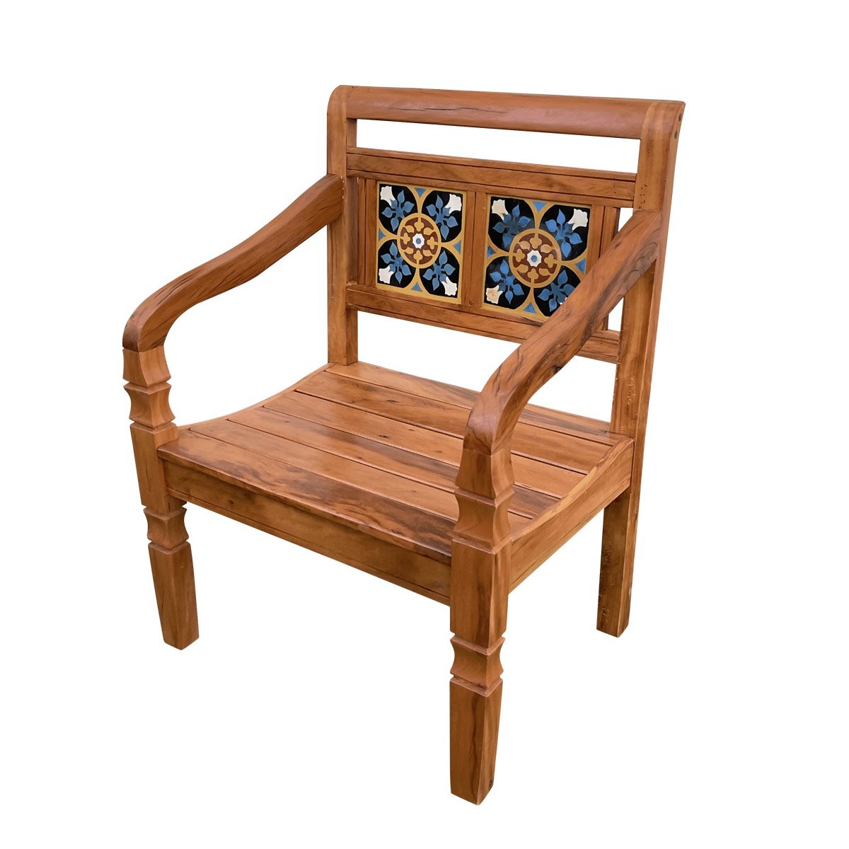 Banco Poltrona Ladrilho Azul Madeira Peroba Rosa Sudeste Rústico - 2