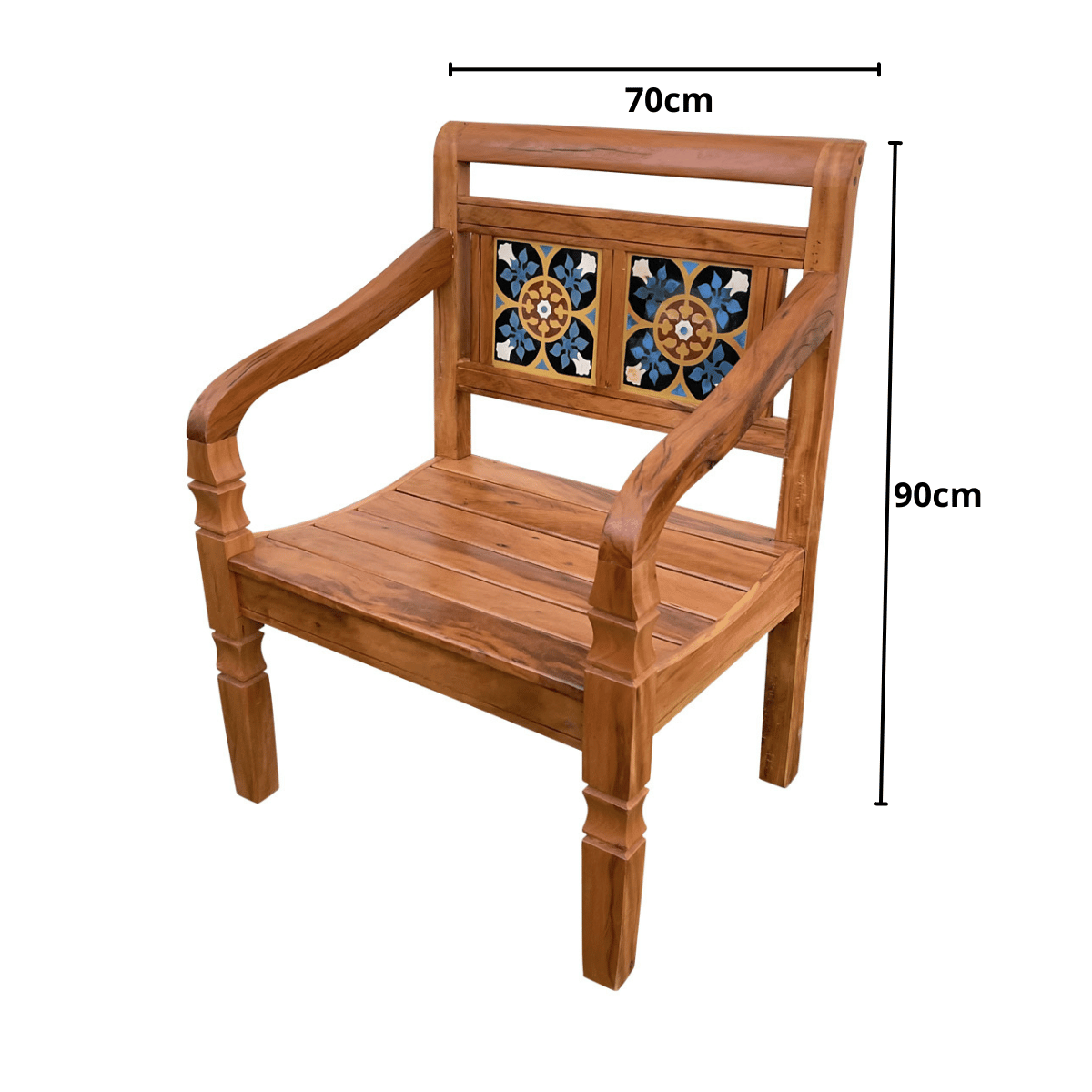 Banco Poltrona Ladrilho Azul Madeira Peroba Rosa Sudeste Rústico - 3