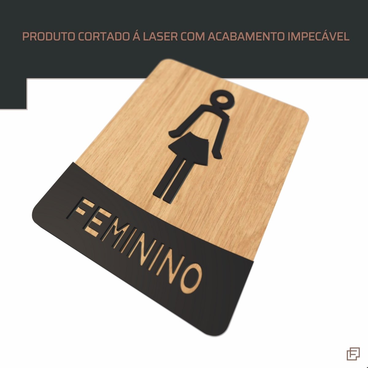 Placa para Banheiro Plaquinha Feminino Cor Preto - 2