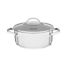 Jogo de Panelas Tramontina Una Aço Inox Fundo Triplo Tampas de Vidro 3 Peças - 12