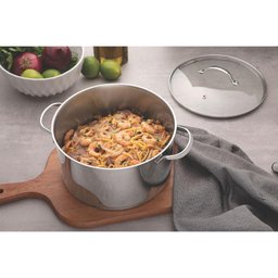Jogo de Panelas Tramontina Una Aço Inox Fundo Triplo Tampas de Vidro 3 Peças - 10