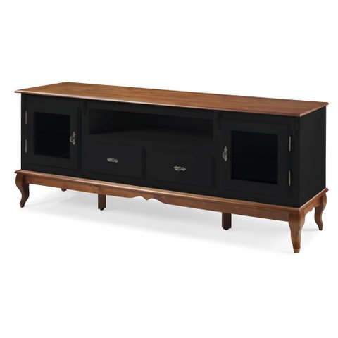 Rack para Tv com Pés Luis Xv 2 Gavetas 2 Portas e Nicho 60503 Linz Móveis - Preto/imbuia Glazer