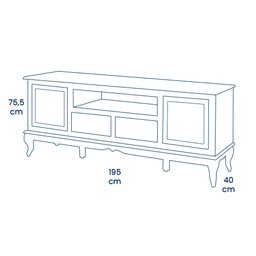 Rack para Tv com Pés Luis Xv 2 Gavetas 2 Portas e Nicho 60503 Linz Móveis - Preto/imbuia Glazer - 4