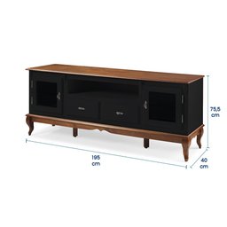 Rack para Tv com Pés Luis Xv 2 Gavetas 2 Portas e Nicho 60503 Linz Móveis - Preto/imbuia Glazer - 4