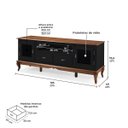 Ver imagem 4 de Rack para Tv com Pés Luis Xv 2 Gavetas 2 Portas e Nicho 60503 Linz Móveis - Preto/imbuia Glazer