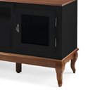 Ver imagem 3 de Rack para Tv com Pés Luis Xv 2 Gavetas 2 Portas e Nicho 60503 Linz Móveis - Preto/imbuia Glazer